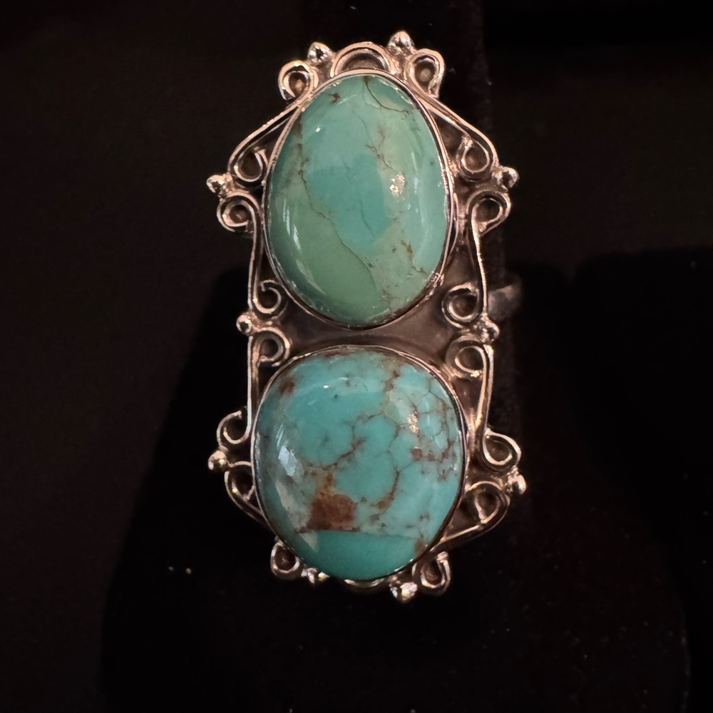 Sterling Silver & genuine‎ Turquoise Statement Ring